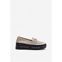 Lesklé kožené dámské mokasíny LR750 zlaté - S.Barski
