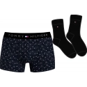 Pánský dárkový set boxerky + ponožky  UM0UM03048 0GU černé se vzorem - Tommy Hilfiger