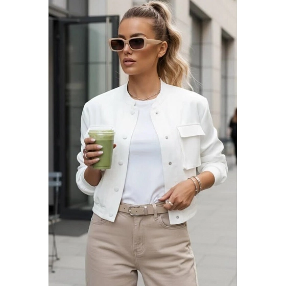 Dámská bunda bomber TY4305 smetanová - FashionStreet
