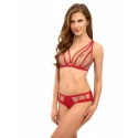 Dámská podprsenka Bralette 2507 Červená s tělovou - Lupo Line