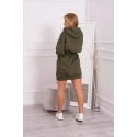 Dámské šaty s kapucí 68470 Khaki zelená - K-Fashion