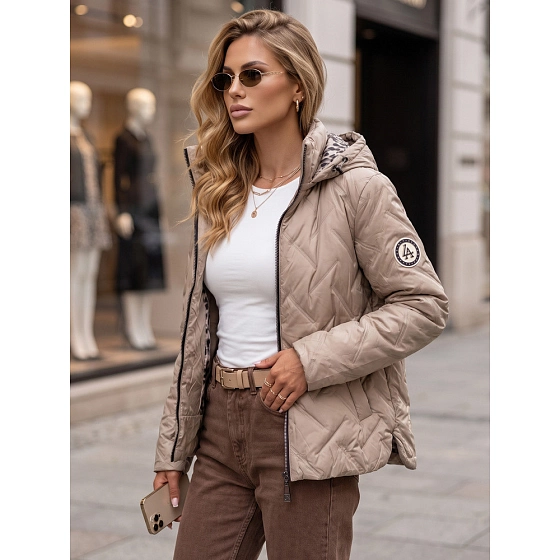 Dámská přechodová bunda s kapucí TY5774 sv.hnědá - FashionStreet 