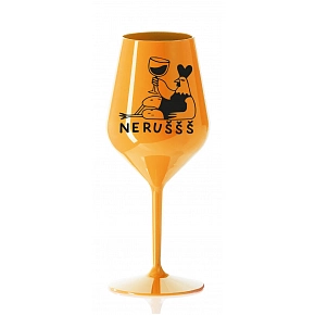 NERUŠŠŠ - oranžová nerozbitná sklenice na víno 470 ml