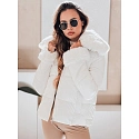 Dámská prošívaná krátká bunda s kožešinou TY5070 bílá - FashionStreet