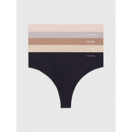 Dámská tanga 5Pack 000QD3556E NP1 vícebarevné - Calvin Klein