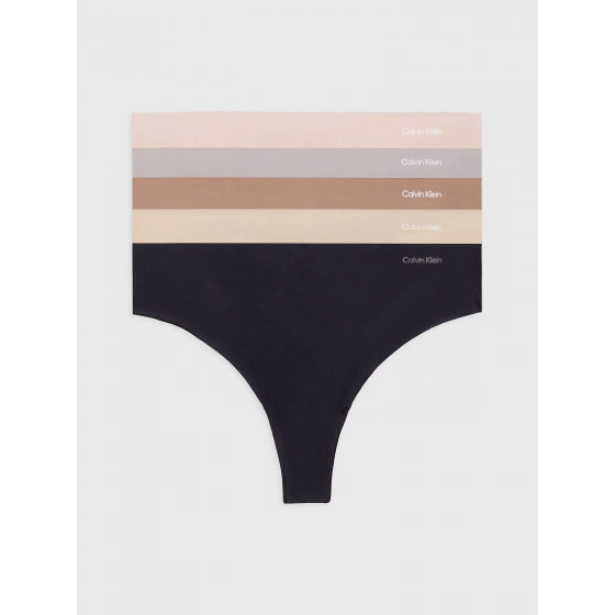 Dámská tanga 5Pack 000QD3556E NP1 vícebarevné - Calvin Klein