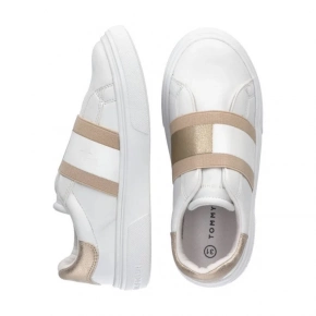 Dámské sportovní boty W T3A4-32155-1383X048Bílá se zlatou - Tommy Hilfiger