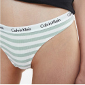 Dámská tanga D1617E 5XD bílá/zelená - Calvin Klein