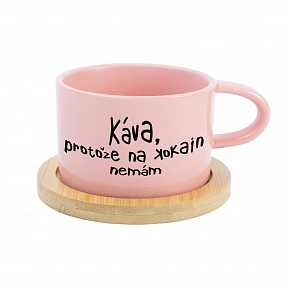 KÁVA, PROTOŽE NA KOKAIN NEMÁM - růžový hrníček makronka 200 ml