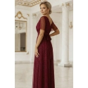Dlouhé lesklé šaty 635-5 MELANIA  vínové - Numoco