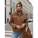 Dámská semišová bunda bomber TY5644  hnědá - FashionStreet