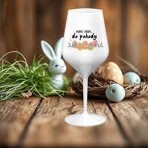 HODY, HODY, DO POHODY - bílá nerozbitná sklenice na víno 470 ml