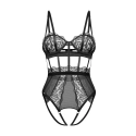 Dámské svůdné body otevřené Hersis Crotchless Teddy černé - Obsessive