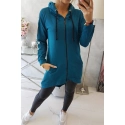 Dámská delší mikina se zipem na zádech 8997 Marine Petrolejová - K-Fashion