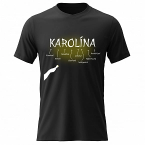 Dámské bavlněné tričko s potiskem - VLASTNOSTI - KAROLÍNA - černé