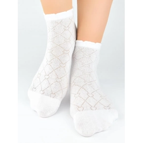 Ponožky SB119 Jacquard Hearts bílé - Noviti