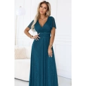 Dlouhé třpytivé šaty 635-1 MELANIA lahvově zelené - Numoco