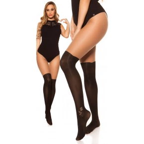Dámské punčocháče nad kolena S85185 černé - In-Stylefashion