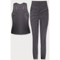 Dámský sportovní komplet - top a legíny YW88037-2 Tmavě šedá - J.STYLE