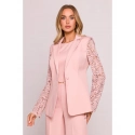 Dámské sako s krajkovými rukávy M865 Pudr růžová - MOE