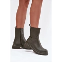 Dámské kotníkové boty na platformě ML245 Khaki tmavě zelená - Diamantique