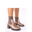 Dámské kotníkové boty na podpatku M-789 Zlatohnědá - ERYNN Paris