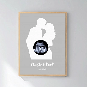 Personalizovaný magický fotoobraz v rámu - čtverec 30x40 - s párem a ultrazvukem