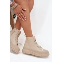 Dámské zateplené kotníkové tenisky na platformě SS274535 Světle béžová - Big Star
