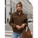 Dámská semišová bunda / bomber TY5578 Tmavě hnědá - Fashion Street 