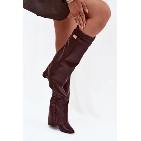 Dámské kozačky na podpatku LQ-69 Vínová - Stephan Paris