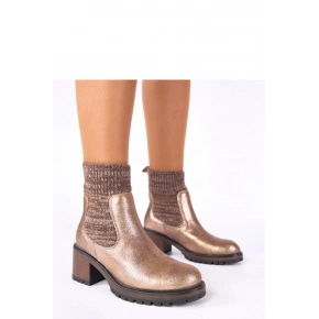 Boty na podpatku M-789 zlaté - Solea Boty na podpatku M-789 zlaté - Solea