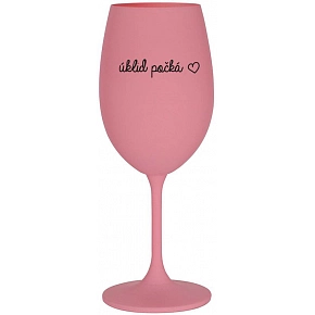 ÚKLID POČKÁ - růžová sklenice na víno 350 ml
