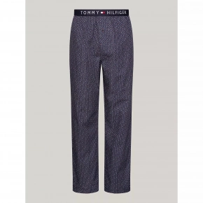 Pánské pyžamové kalhoty UM0UM02993 02E tm. modré s potiskem - Tommy Hilfiger