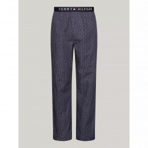 Pánské pyžamové kalhoty UM0UM02993 02E tm. modré s potiskem - Tommy Hilfiger