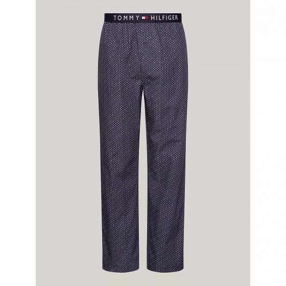 Pánské pyžamové kalhoty UM0UM02993 02E tm. modré s potiskem - Tommy Hilfiger