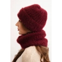 Dámská souprava čepice a šály bordó - K-Fashion