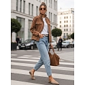 Dámská semišová bunda bomber TY5644  hnědá - FashionStreet