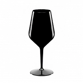 Černá nerozbitná plastová sklenice na víno 470 ml