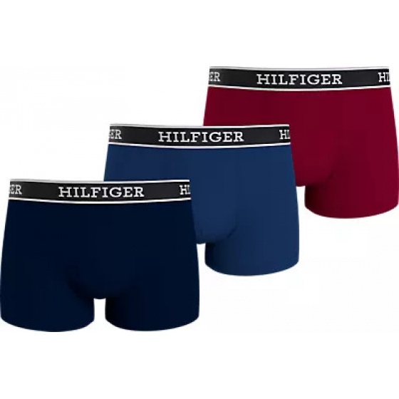 Pánské boxerky 3Pack UM0UM03185 0SX tm.modré/modré/vínové - Tommy Hilfiger