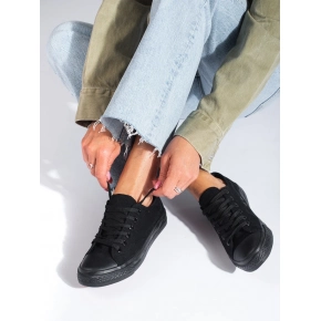 Krásné dámské černé  tenisky XL03ALL.B - Fashion Boty