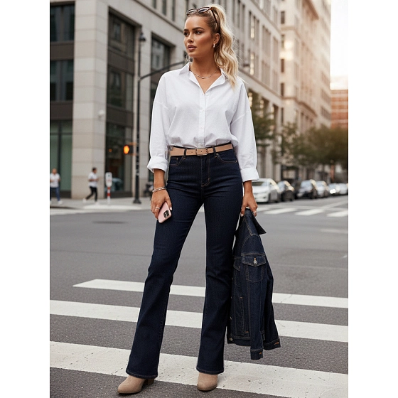 Dámské džíny s vysokým pasem  UY2911 tmavě modré - FashionStreet 