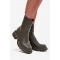 Dámské kotníkové boty na platformě ML245 Khaki tmavě zelená - Diamantique