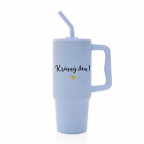 KRÁSNÝ DEN - světle modrý cestovní termohrnek 900 ml KRÁSNÝ DEN - světle modrý cestovní termohrnek 900 ml