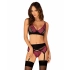 Krásný set Rosenty set with garter belt - Obsessive