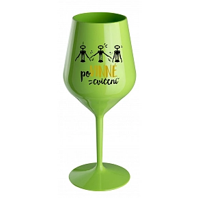POVINNÉ CVIČENÍ - zelená nerozbitná sklenice na víno 470 ml