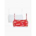 Dámská bralettka 2 pack 000QF6040E - W5H - Červená, Bílá - Calvin Klein