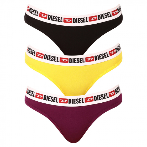 Dámské tanga 3Pack 00SE0K-0EAXL-E6463 žluté,černé, fialové - Diesel