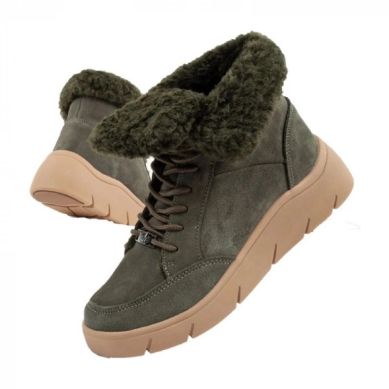Dámské kotníkové zateplené boty F30232 1020 400Tmavě zelená s hnědou - Scholl