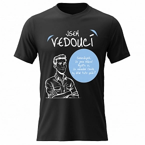 Pánské bavlněné tričko s potiskem - JSEM VEDOUCÍ - černé