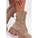 Dámské zateplené kotníkové boty s ozdobou DA183P Béžová - Seastar